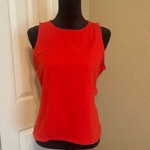 Boston Proper so sexy high neck knit tank large red cotton spandex